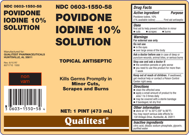 This is an image of the label for Povidone Iodine 10% Solution.