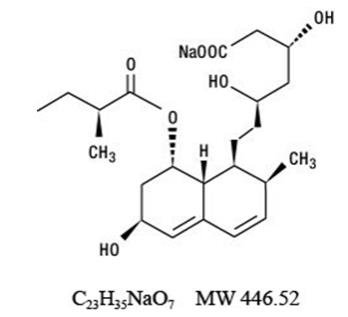The structural formula for Pravastatin sodium.