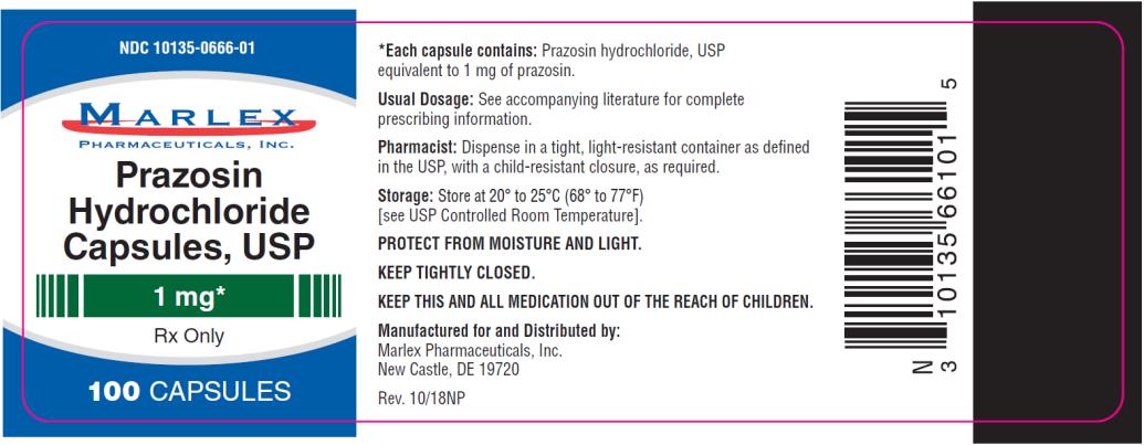 PRINCIPAL DISPLAY PANEL
NDC 10135-0666-01
Prazosin 
Hydrochloride 
Capsules, USP 
1 mg
Rx Only
100 Capsules
