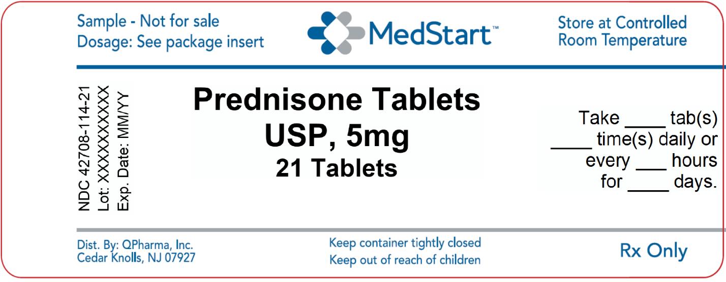 42708-114-21 Prednisone Tablets USP 5mg x 21 V2