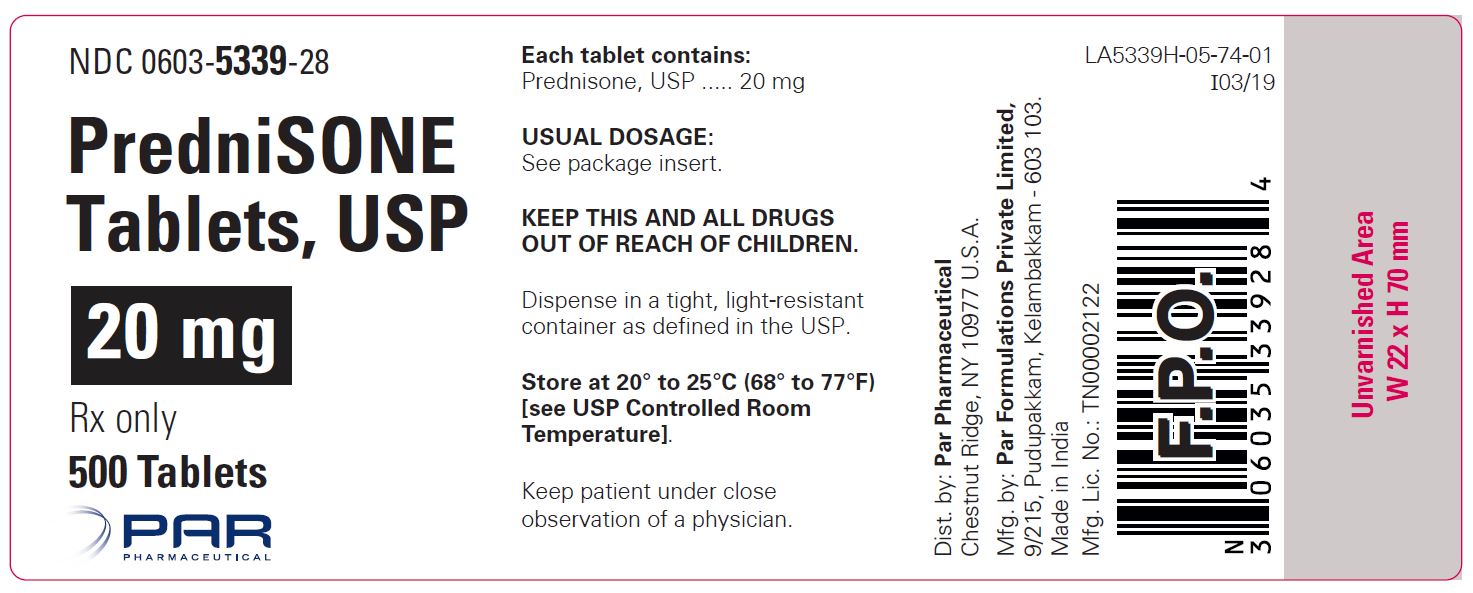 This is an image of a label for PredniSONE Tablets, USP 20 mg.