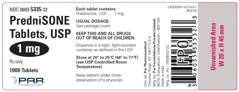 This is an image of a label for PredniSONE Tablets, USP 1 mg.
