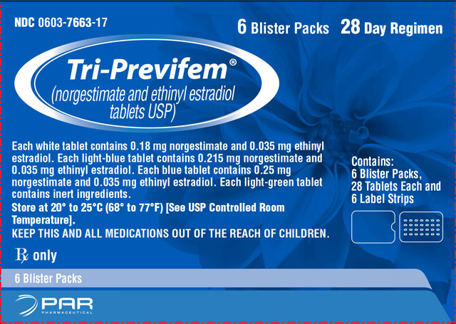 Tri-Previfem® (norgestimate and ethinyl estradiol tablets USP) 6 count carton