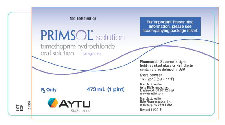 PRINCIPAL DISPLAY PANEL
NDC 69654-501-05
PRIMSOL Solution
trimethoprim hydrochloride
Oral Solution
50 mg/5mL
