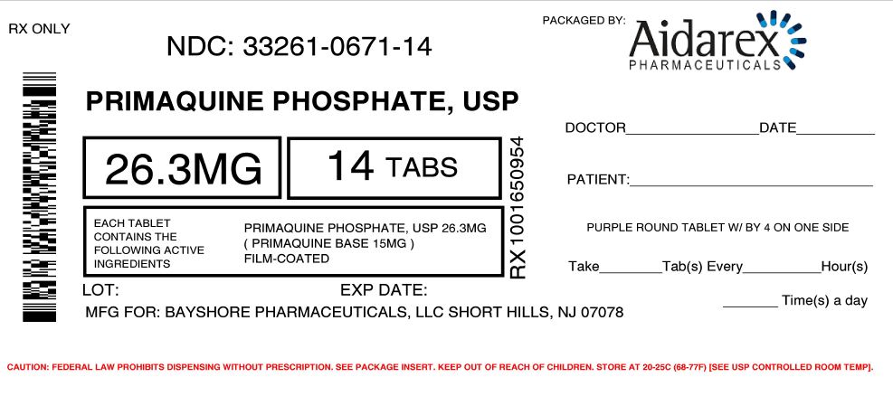 NDC 76385-102-01 Primaquine phosphate Tablets, USP 26.3 mg (=15 mg base)