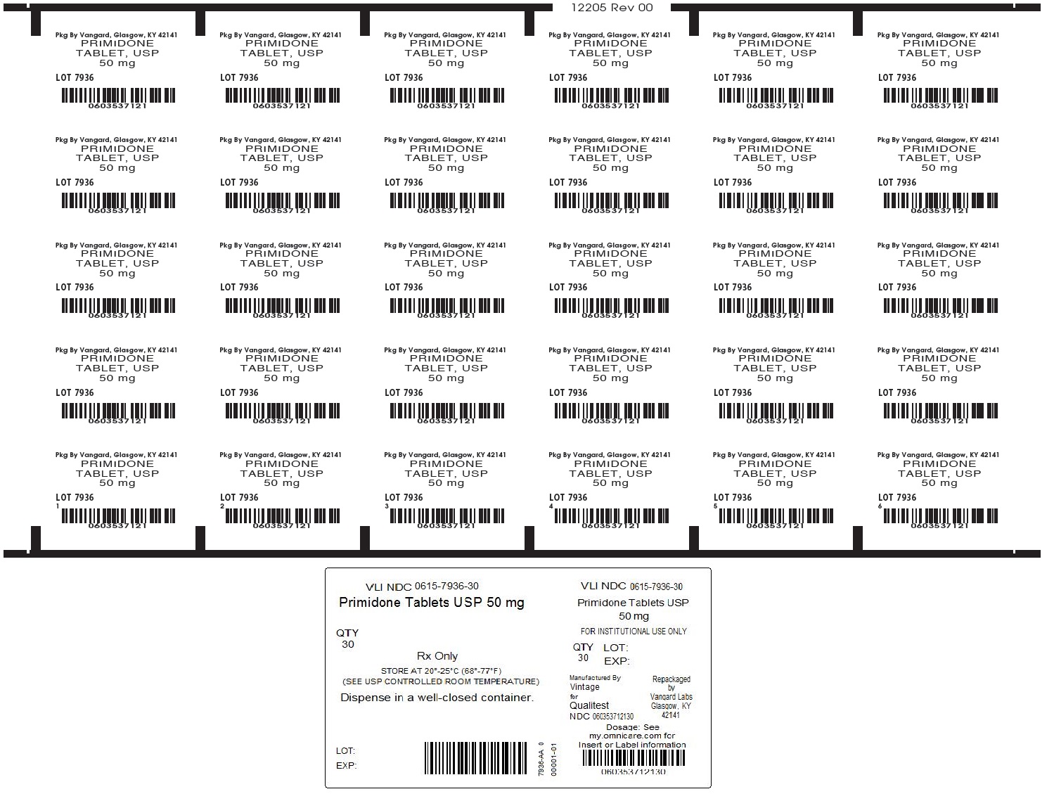 Primidone Tablets, USP 50mg Unit-dose label