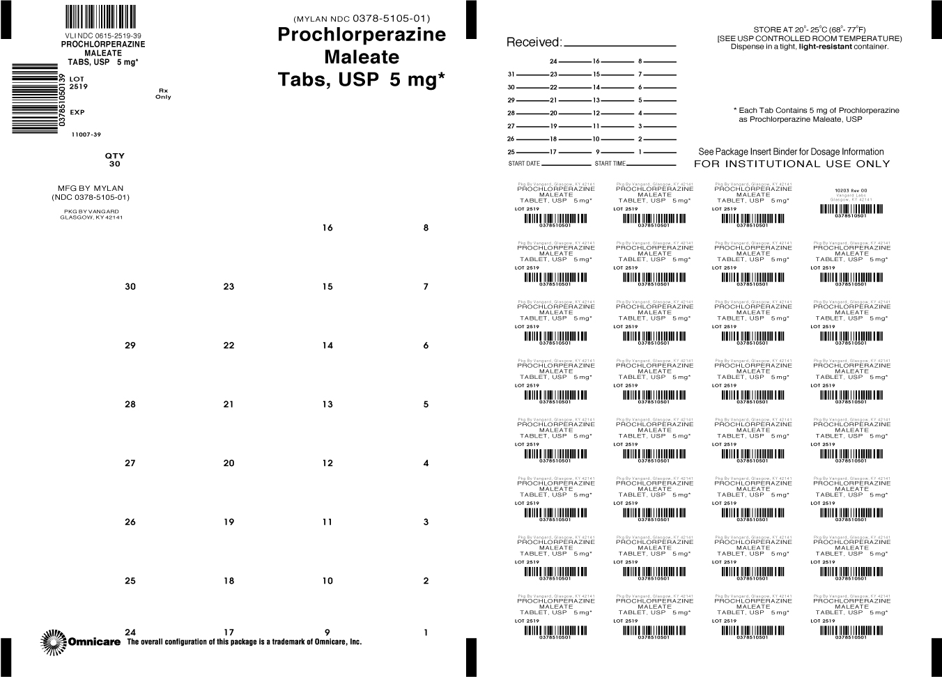 Principal Display Panel-Prochlorperazine Maleate Tabs, USP 5mg