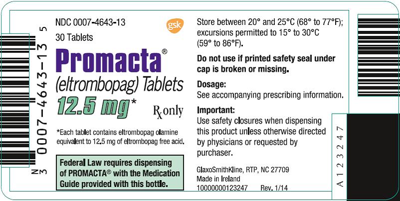 Promacta 12.5 mg 30 count label