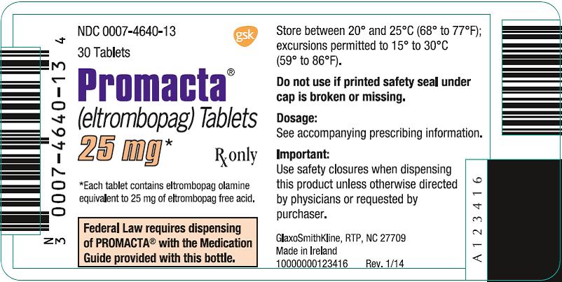 Promacta 25mg 30 count label
