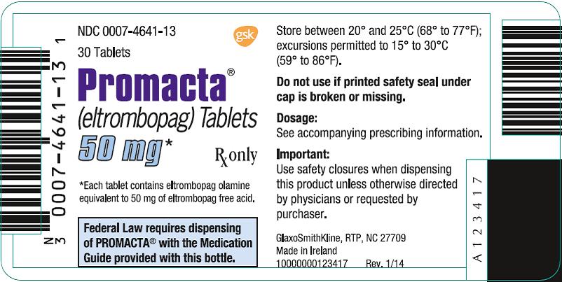 Promacta 50mg 30 count label