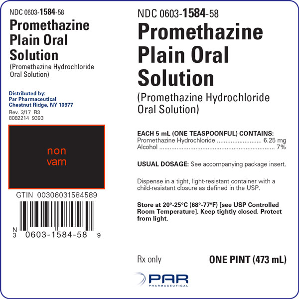 This is an image of the label for Promethazine Plain Oral Solution.
