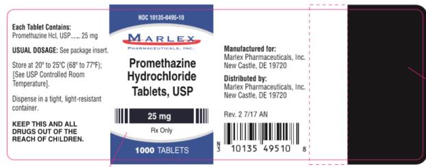 NDC 10135-0495-10
Promethazine Hydrochloride
Tablets, USP
25 mg
Rx Only
1000 Capsules
