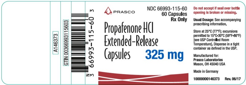 Propafenone HCl ER 325mg 60 count label