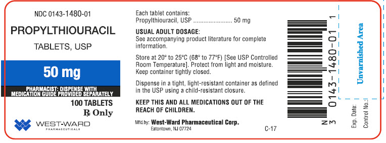 Propylthiouracil Tablets, USP 50 mg 100 Tablets NDC 0143-1480-01