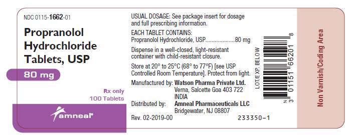 Propranolol Hydrochloride Tablets, USP 80 mg 100 Tablets Label