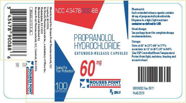 NDC 43478-900-88

PROPRANOLOL HYDROCHLORIDE
EXTENDED-RELEASE CAPSULES
60 mg
100 CAPSULES
