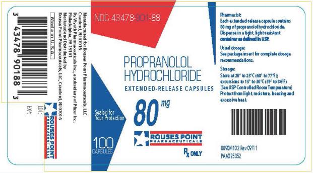 NDC 43478-901-88
PROPRANOLOL HYDROCHLORIDE
EXTENDED-RELEASE CAPSULES
80 mg
100 CAPSULES
