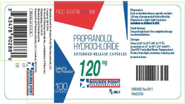 NDC 43478-902-88
PROPRANOLOL HYDROCHLORIDE
EXTENDED-RELEASE CAPSULES
120 mg
100 CAPSULES
