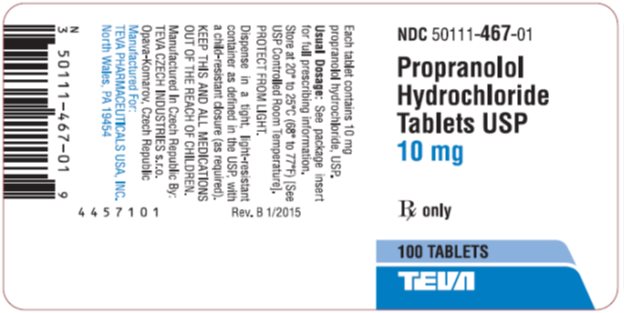 Propranolol Hydrochloride Tablets USP 10 mg, 100s Label