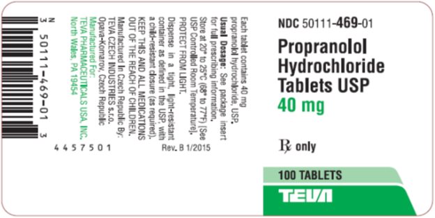 Propranolol Hydrochloride Tablets USP 40 mg, 100s Label