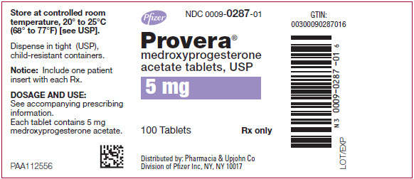 PRINCIPAL DISPLAY PANEL - 5 mg Tablet Bottle Label - 0287