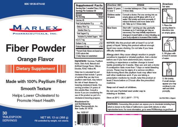 PRINCIPAL DISPLAY PANEL
NDC 10135-0714-92
Marlex Pharmaceuticals
Psyllium Fiber Powder 
Orange Flavor	
368 g (13 oz)
