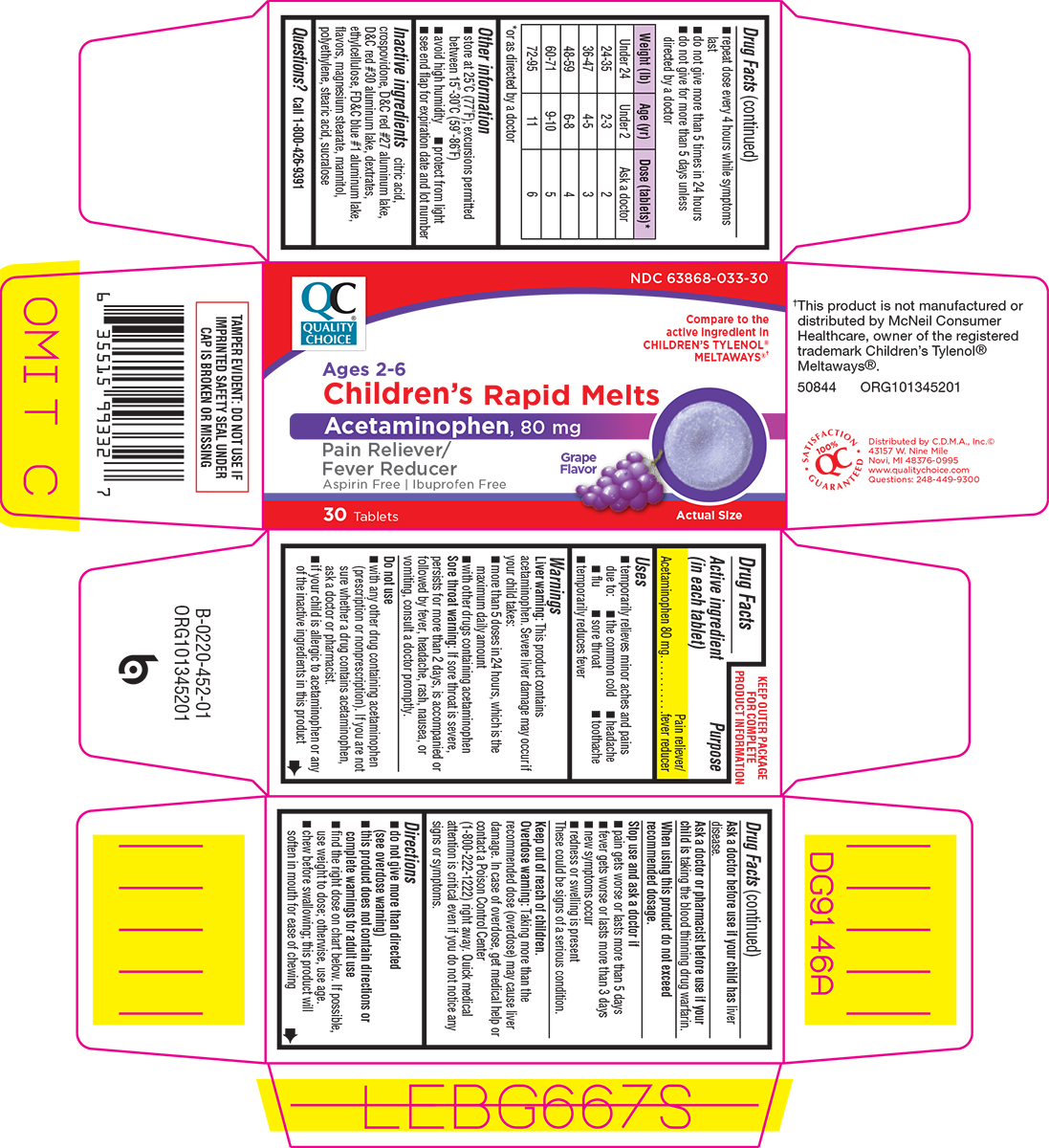 Rapid Melts Childrens | Acetaminophen Tablet, Chewable while Breastfeeding