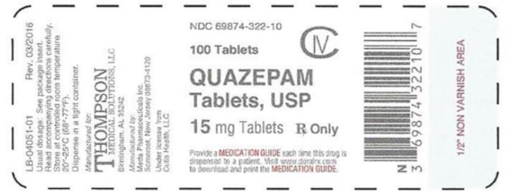 PRINCIPAL DISPLAY PANEL
NDC 69874-322-10
Quazepam
Tablets,USP
100 Tablets
15 mg Tablets
Rx Only
