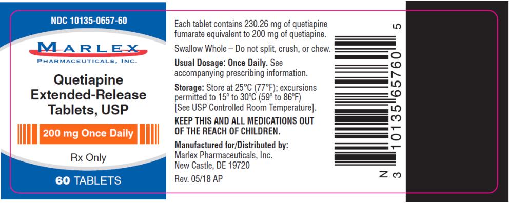 PRINCIPAL DISPLAY PANEL
NDC 10135-0657-60
Quetiapine 
Extended-Release 
Tablets, USP
200 mg Once Daily
60 TABLETS
Rx Only
