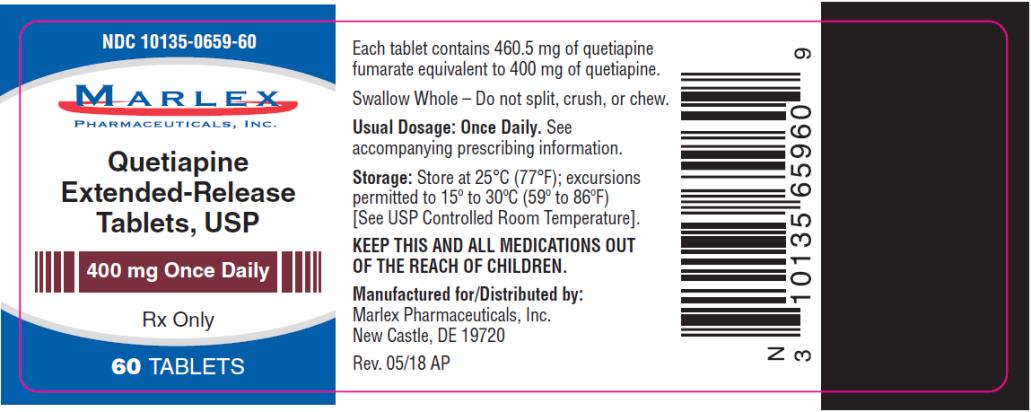 PRINCIPAL DISPLAY PANEL
NDC 10135-0659-60
Quetiapine 
Extended-Release 
Tablets, USP
400 mg Once Daily
60 TABLETS
Rx Only
