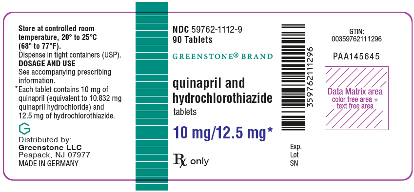 PRINCIPAL DISPLAY PANEL - 10 mg/12.5 mg Tablet Bottle Label - 59762-1112