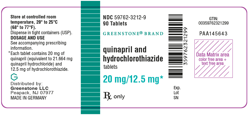 PRINCIPAL DISPLAY PANEL - 20 mg/12.5 mg Tablet Bottle Label - 59762-3212