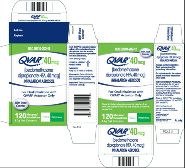 QVAR® (beclomethasone dipropionate HFA) 40mcg Inhalation Aerosol, 120 Metered Inhalations Carton