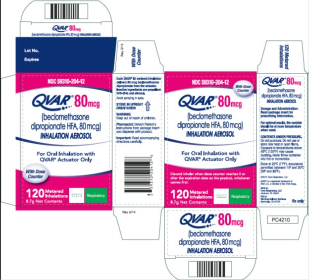 QVAR® (beclomethasone dipropionate HFA) 80mcg Inhalation Aerosol, 120 Metered Inhalations Carton