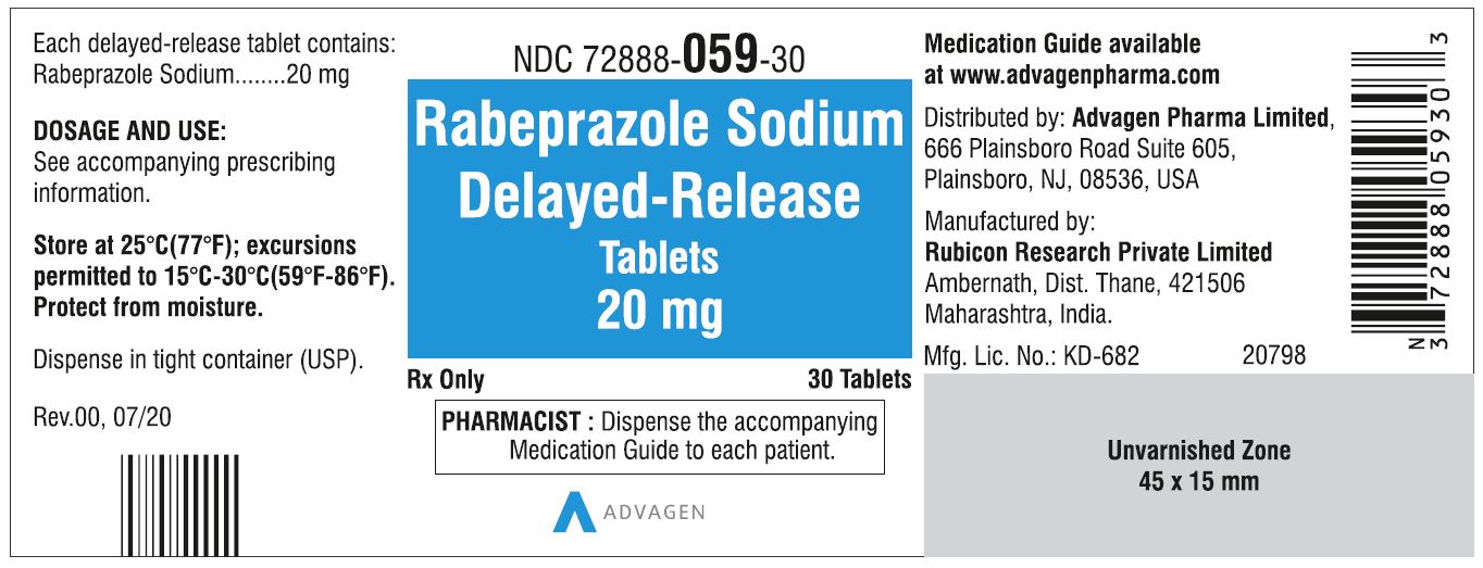 Rabeprazole DR tablets - NDC#72888-059-30 - 30 Counts Label