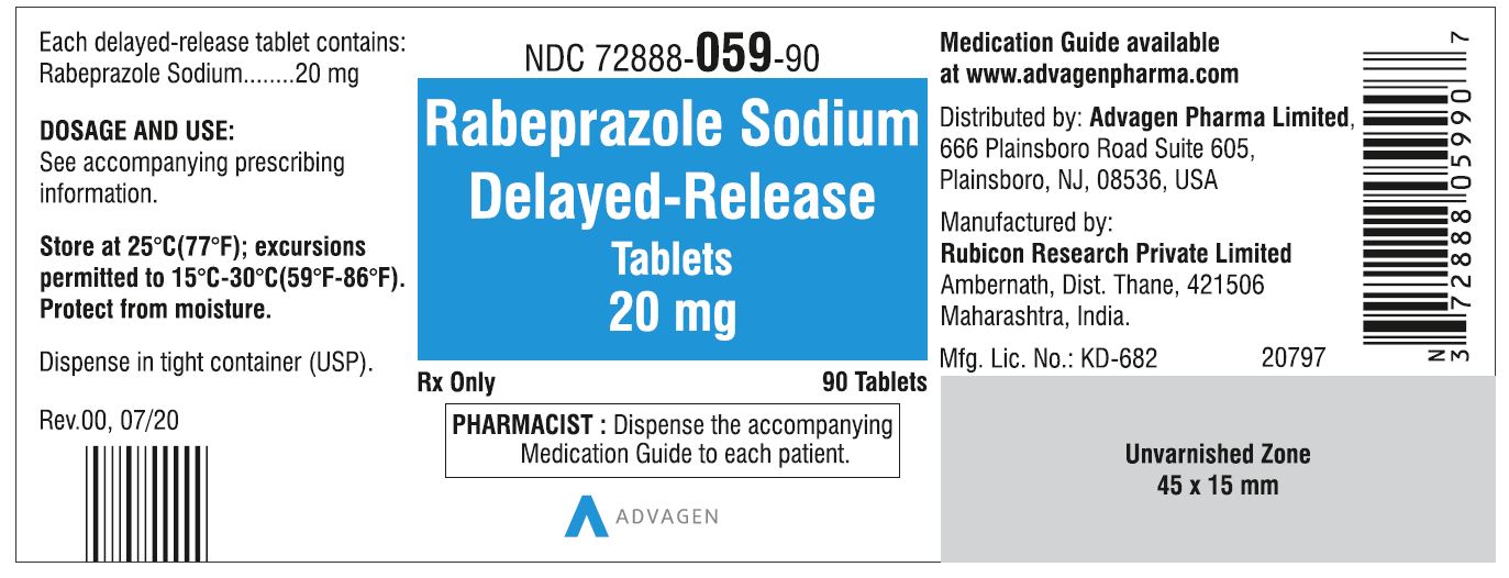 Rabeprazole DR tablets - NDC#72888-059-90 - 90 Counts Label