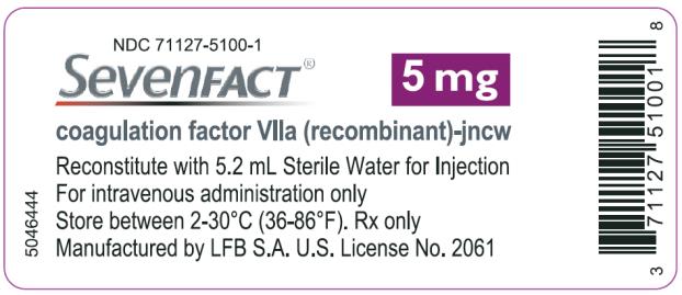 Vial label for SEVENFACT coagulation factor VIIa (recombinant)-jncw 5 mg