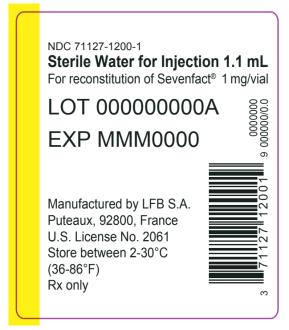 Vial label for Sterile Water for Injection 1.1 mL