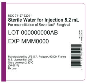 Vial label for Sterile Water for Injection 5.2 mL