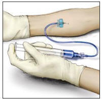 Insert needle into vein, remove tourniquet and slowly infuse RECOMBINATE. Do not infuse any faster than 10 mL per minute.
