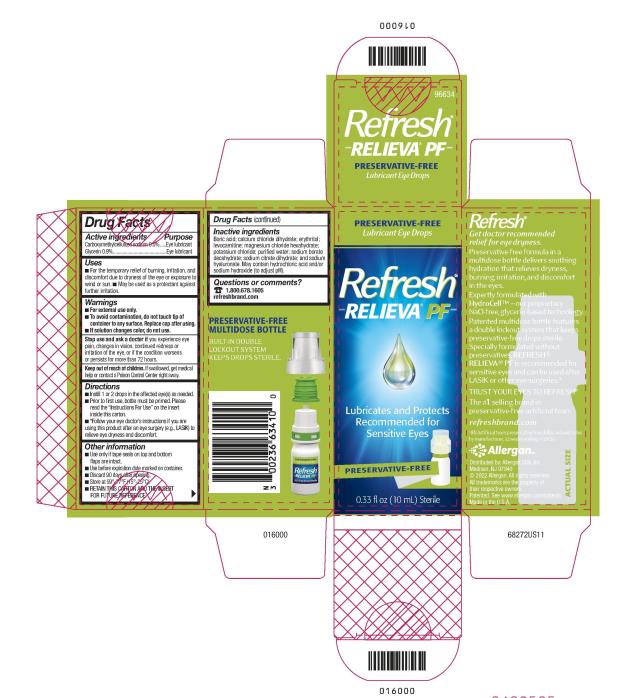 PRESERVATIVE-FREE
Lubricant Eye Drops
Refresh®
RELIEVA® PF
Lubricates and Protects
Recommended for
Sensitive Eyes
PRESERVATIVE-FREE
0.33 fl oz (10 mL) Sterile
