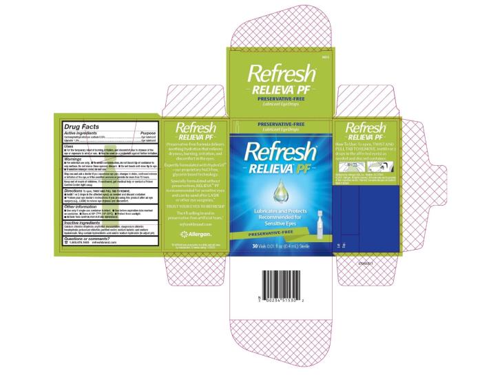 Refresh®
RELIEVA™ PF
Lubricates and Protects
Recommended for
Sensitive Eyes
PRESERVATIVE-FREE
30 Vials 0.01 fl oz (0.4 mL) Sterile

