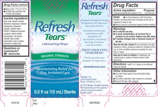 PRINCIPAL DISPLAY PANEL
Refresh
Tears®
Lubricating Eye Drops
ORIGINAL STRENGTH
Moisturizing Relief for 
Dry, Irritated Eyes
0.5 fl oz (15 mL) Sterile
