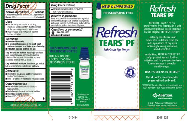 PRINCIPAL DISPLAY PANEL
NDC 0023-3110-10
PRESERVATIVE-FREE
Refresh
Tears® PF
Lubricating Eye Drops
