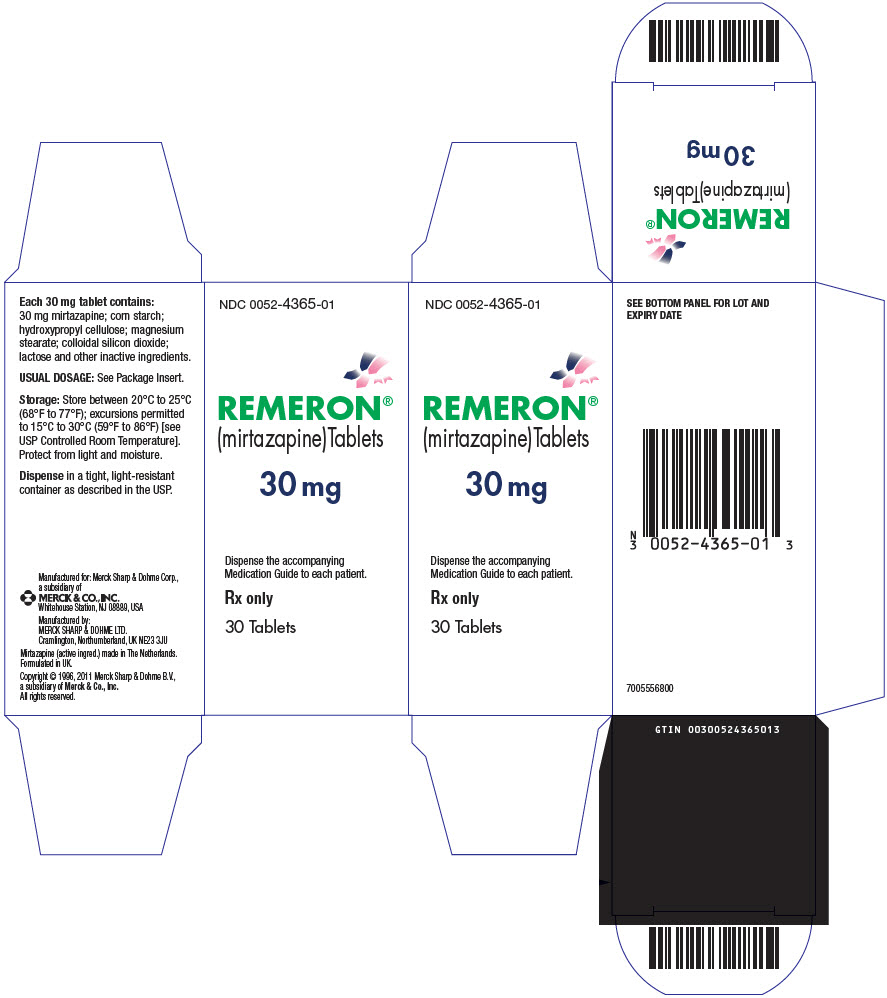 PRINCIPAL DISPLAY PANEL - 30 mg Tablet Bottle Carton - NDC 0052-4365