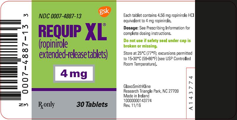 Requip XL 4 mg 30 count label