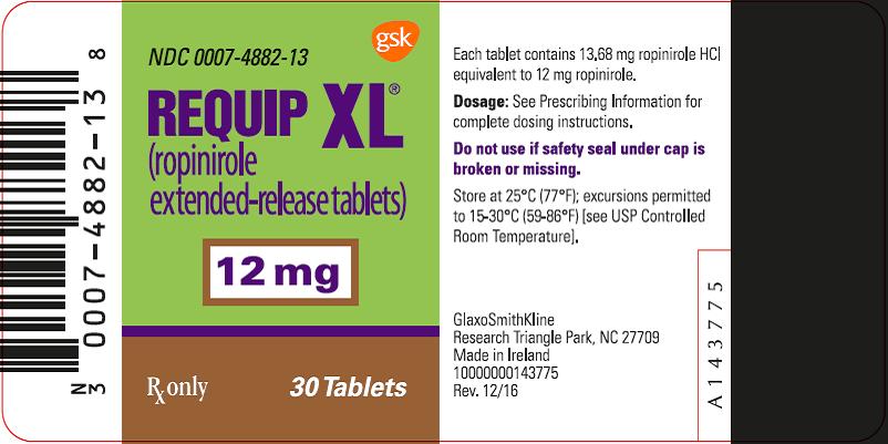 Requip XL 12 mg 30 count label