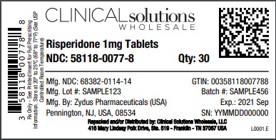 Risperidone 1mg tablets 30 count blister card
