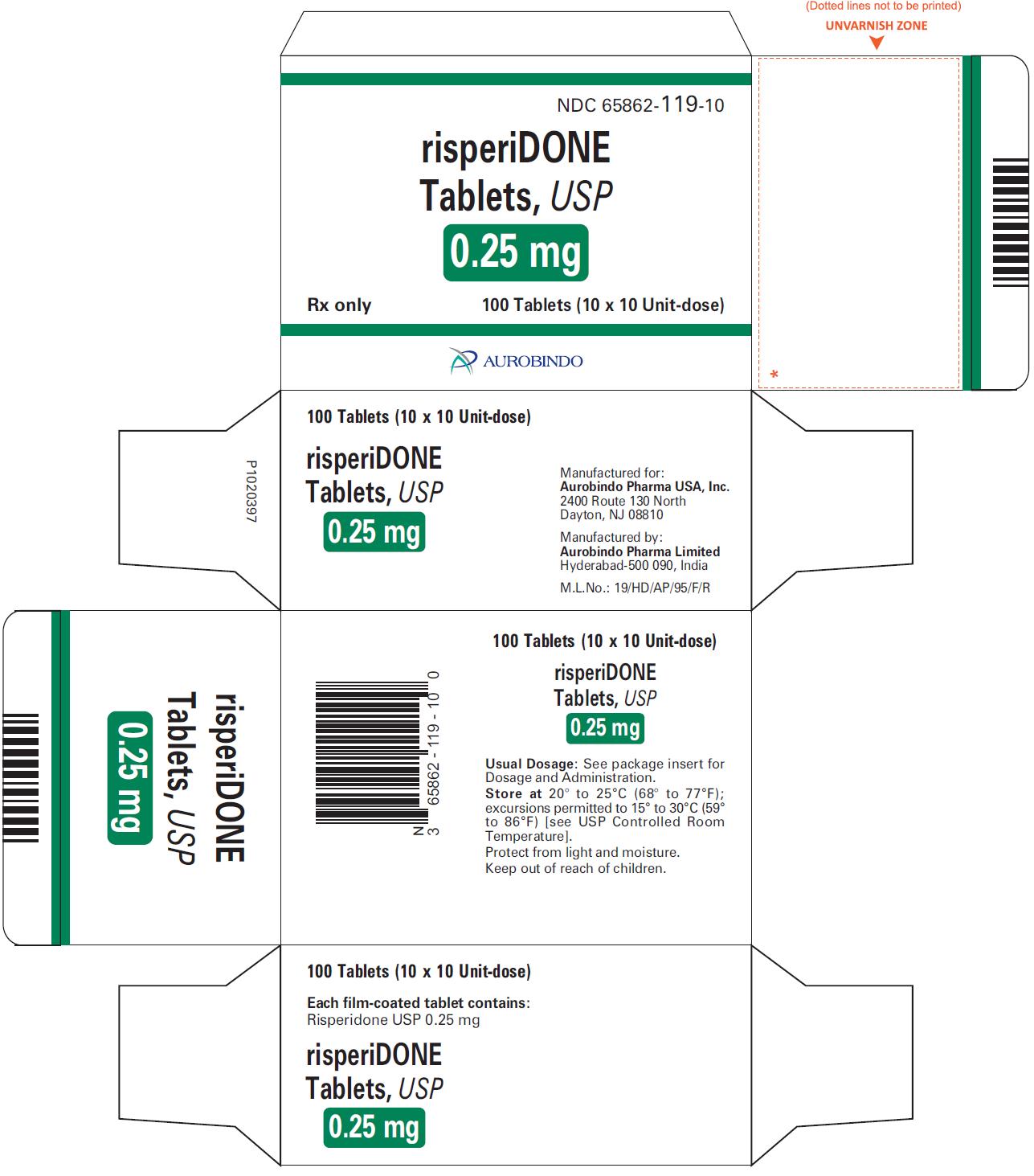 PACKAGE LABEL-PRINCIPAL DISPLAY PANEL – 0.25 mg Blister Carton (10 x 10 Unit-dose)