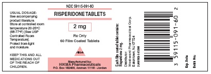 Risperidone Tablets 2 mg/60 tablets